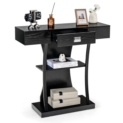 Costway T-Shaped Living Room Console Table Entryway Accent Table w/ Drawer