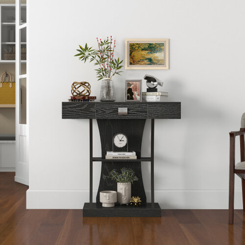 Costway T-Shaped Living Room Console Table Entryway Accent Table w/ Drawer 2