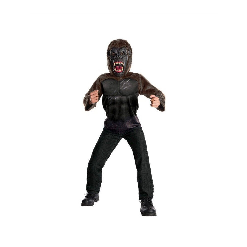 (  M/135CM) Kids Deluxe Gorilla Steel Costume Boys Halloween Fancy Dress Top + Mask