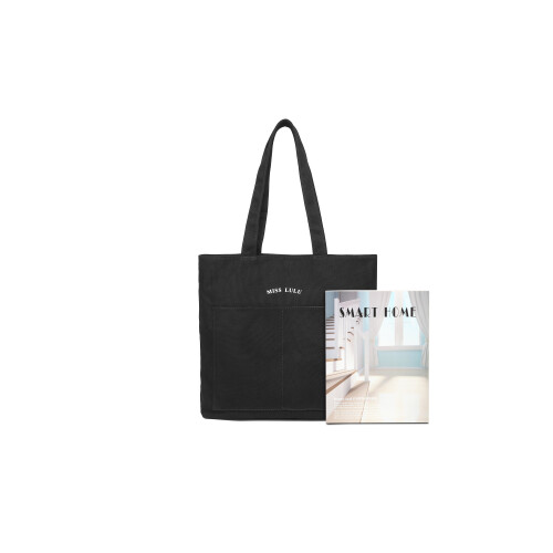 (Black) Large Capacity Canvas Shopping Shoulder  Bag 1