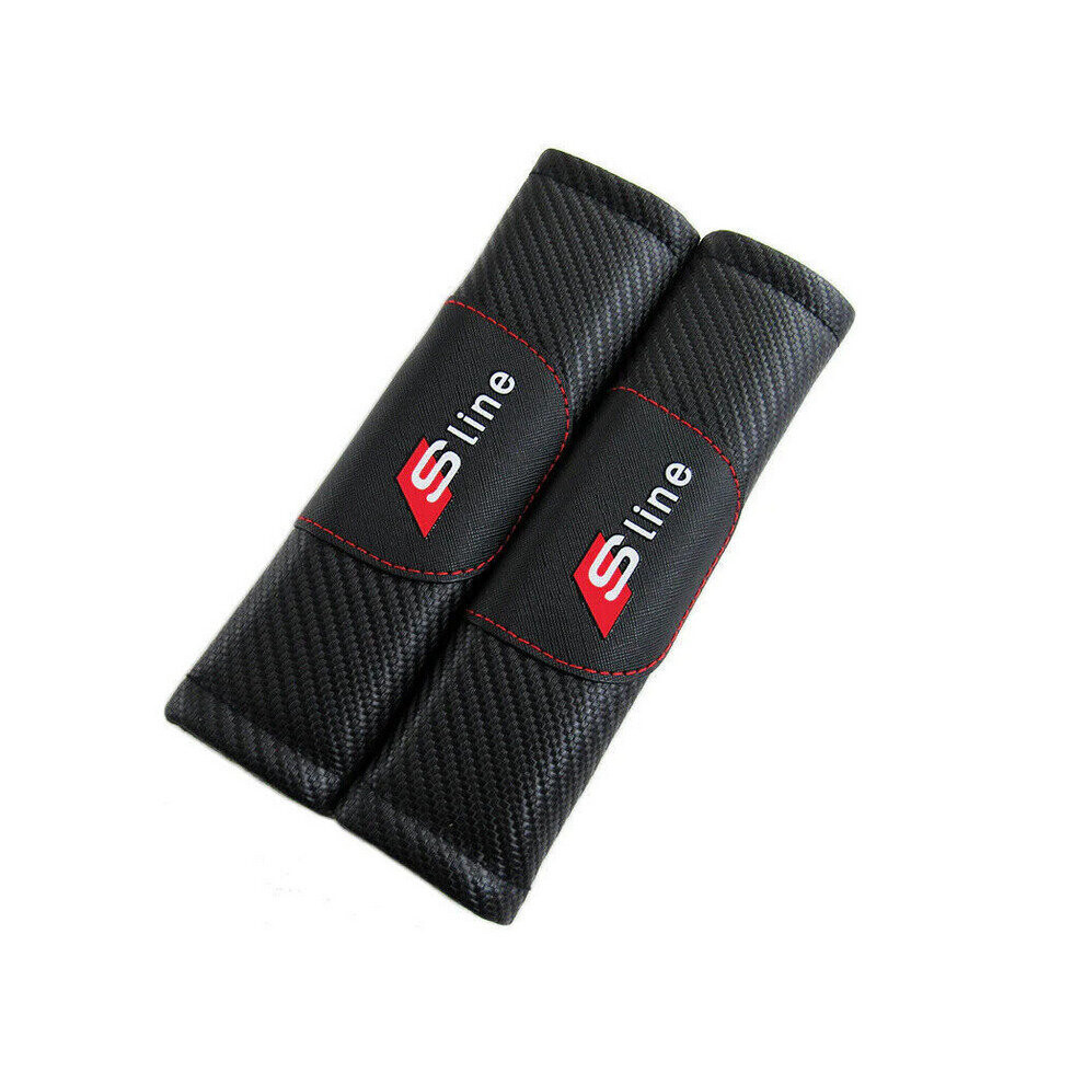 2Pcs Audi S Lilne Carbon Fiber Pattern Car Seat Belt Shoulder Cover 4754135866180