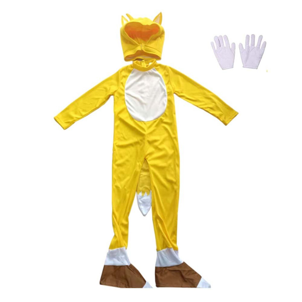 (Yellow, M) Sonic Jumpsuit Cosplay Costume for Boys and Girls