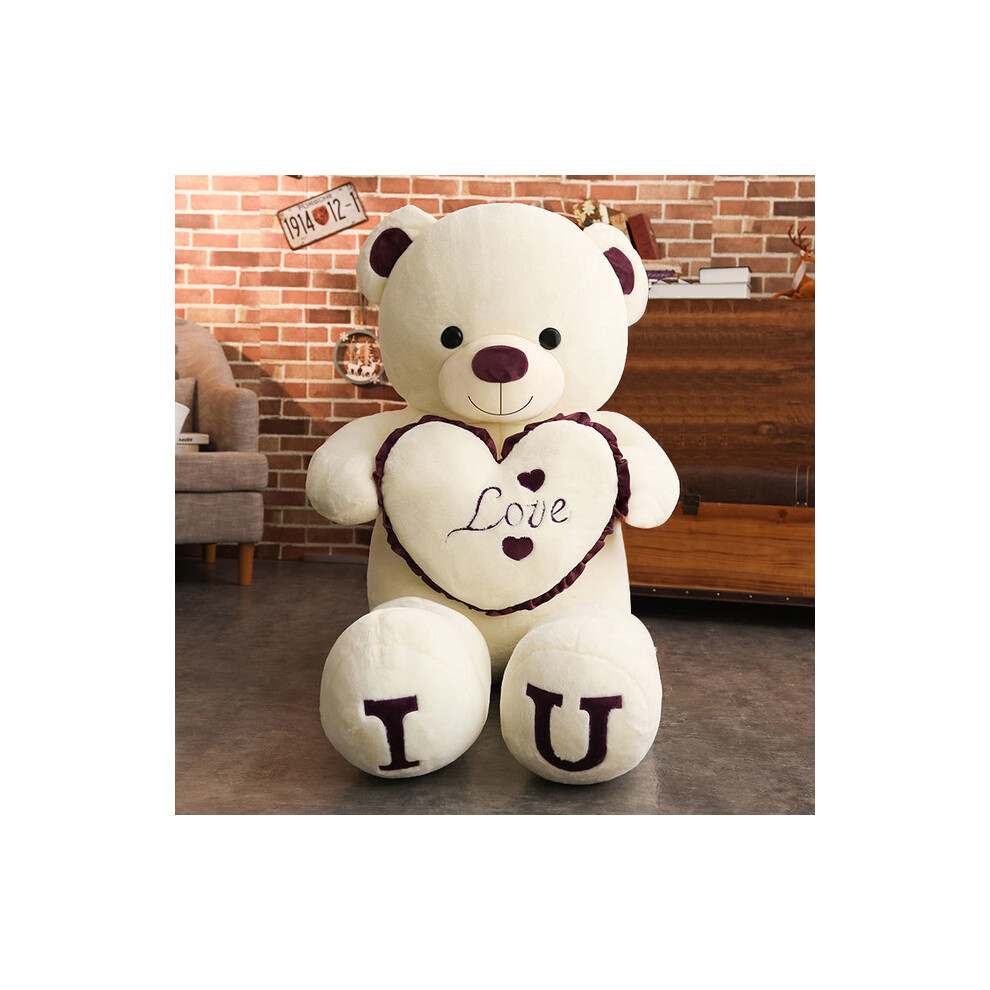 (Purple, 100cm) 100cm Big I LOVE YOU Teddy Bear Plush Toy Lovely Huge Stuffed Soft Bear