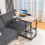 Costway Adjustable C-Shaped Bedside Table with Tiltable Top, 64-95cm Height, 2-Tier Storage, 360 Wheels 4