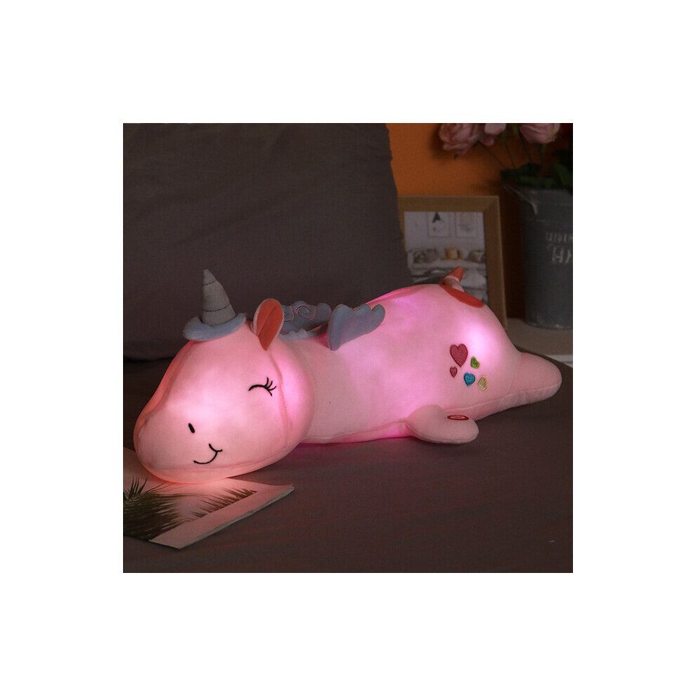 (pink, 60CM) 60CM Cute Glowing LED Light Unicorn Plush Toys Lovely Luminous Animal