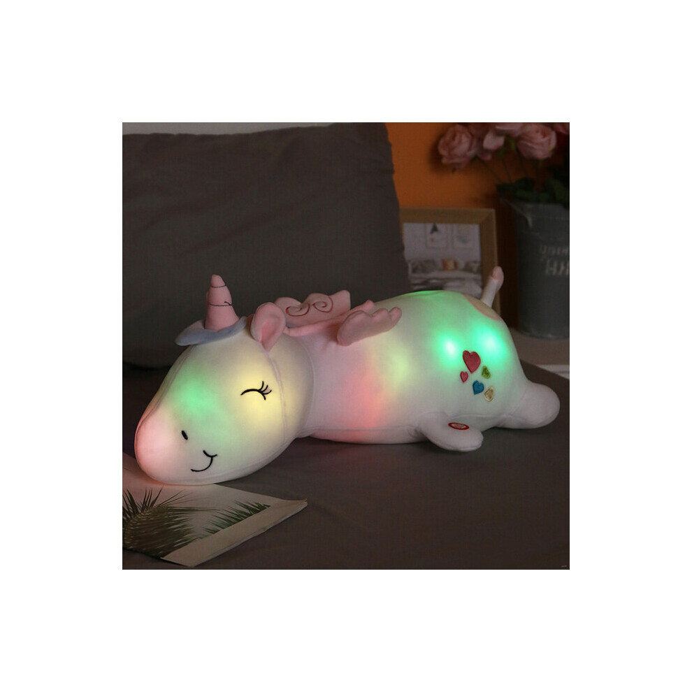 (white, 60CM) 60CM Cute Glowing LED Light Unicorn Plush Toys Lovely Luminous Animal