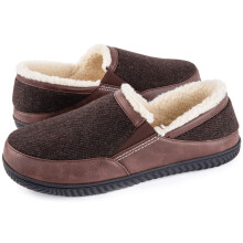 Mens Memory Foam Cozy Slippers For Indoor Outdoor Warm Fleece Slip On House Shoes Winter