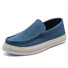 Mens Casual Slip On Loafer Shoes Outdoor Anti skid Flat Shoes With Espadrille Decor