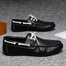 Mens Casual Solid Lace up Loafer Shoes Outdoor Anti skid Soft Sole Boat Shoes For Driving Walking Business
