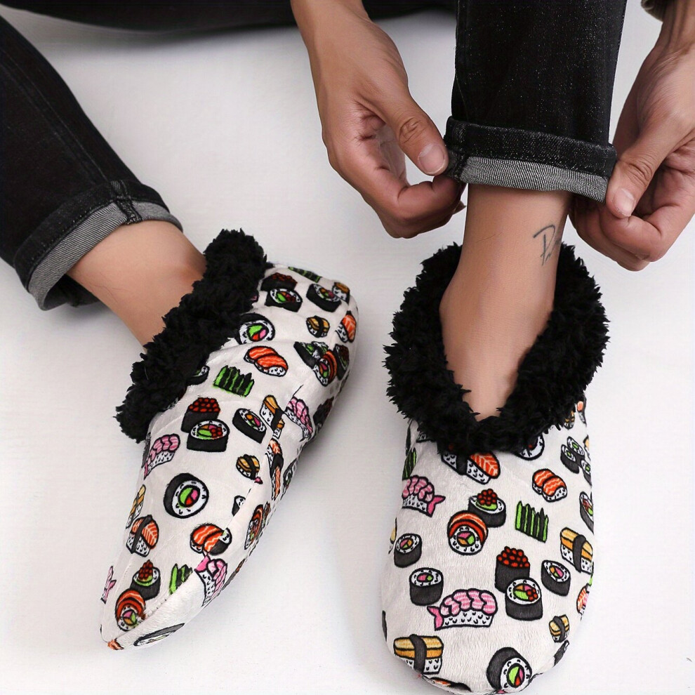 Soft Plush Cozy Sushi Pattern House Slippers Anti skid Slip on Shoes Indoor For Men Winter Shoes-image-OPC-PC8GTW6-NEW