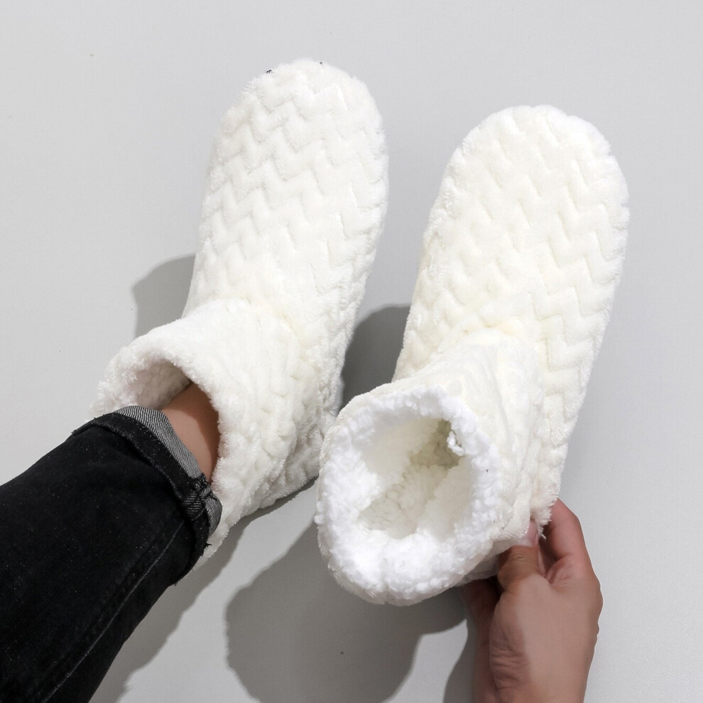 Wave Pattern Slipper Boots Home Winter Shoes Soft Plush Cozy House Slippers Anti skid Slip on Shoes Indoor For Men-image-OPC-PC8GTVJ-NEW