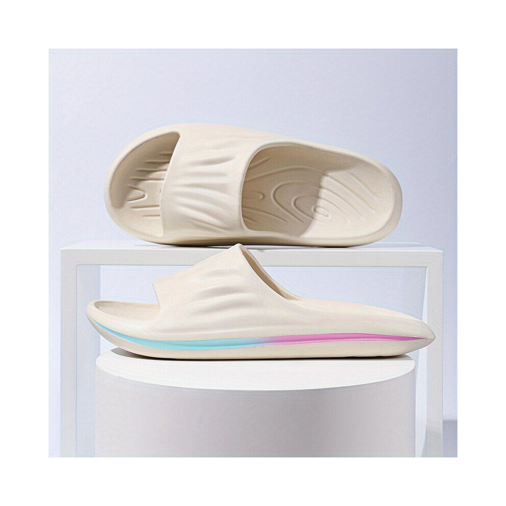 Mens Block Striped Open Toe Slip On Platform Slides Outdoor Indoor Soft Sole Non slip Slippers-image-OPC-PC8GV7N-NEW