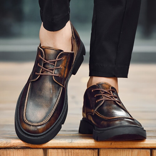 Mens Derby Shoes With Elastic Side Panel Lace up Front Dress Shoes For ...