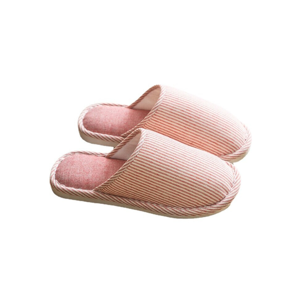 Plush Cozy House Slippers Anti skid Slip on Striped Shoes Indoor For Men Winter Shoes-image-OPC-PC8GVBM-NEW