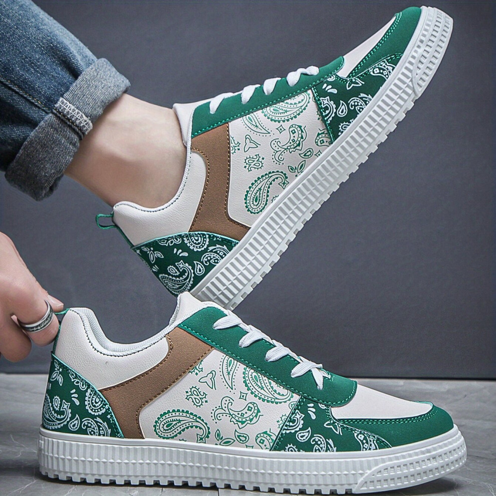 Mens Paisley Print Low Top Lace up Skate Shoes Casual Outdoor Anti skid Flat Walking Sneakers-image-OPC-PC8GVVB-NEW