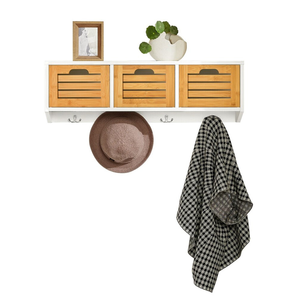 SoBuy FHK19-WN, Wall Coat Rack Wall Shelf Wall Storage Cabinet Unit