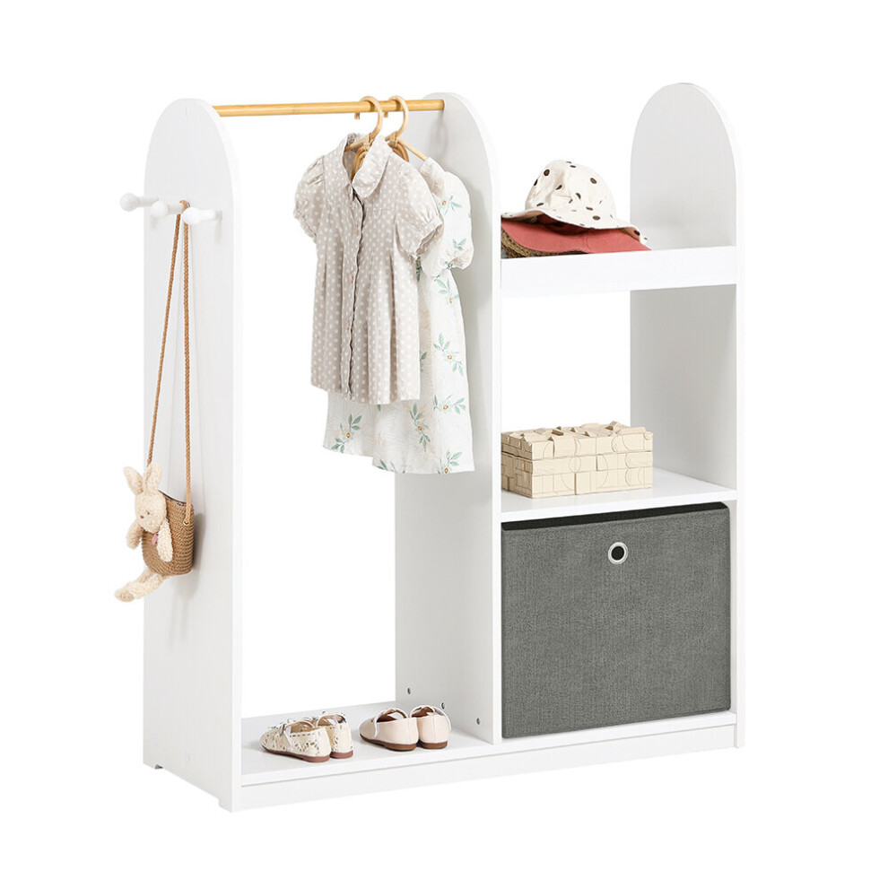 SoBuy KMB40-W, Children Kids Wardrobe with Clothes Rail, Storage