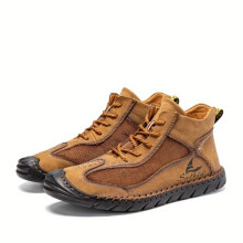 Mens Stitch High Top Chukka Boots Casual Outdoor Non slip Lace up Boots