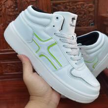 Mens Leather Wear resistant Lace Up Casual Skate Shoes