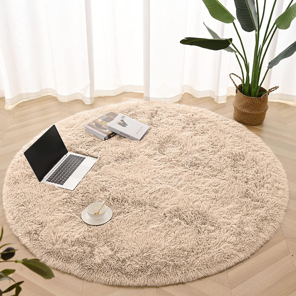 Supreme Bedding Ltd (Beige Rugs 120 X 120 Cm) Shaggy Rugs Circle Round Rug Carpet Soft Fluffy Multicoloured