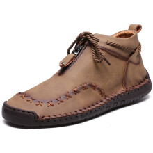 Mens Casual Retro Walking Desert Ankle Boots PU Leather Shoes With Zipper