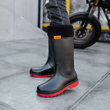 Mens Plush Warm High Top Rain Boots Wear resistant Waterproof Non slip Galoshes For Outdoor Walking Fishing