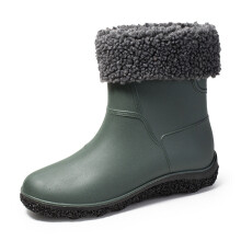Men Plus Velvet Rain Boots Wear resistant Waterproof Non slip Low Top Rain Shoes For Outdoor Walking Fishing