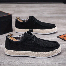 Mens Casual Lace up Flat Loafer Shoes Lightweight Non slip Walking Shoes With Espadrille Decor