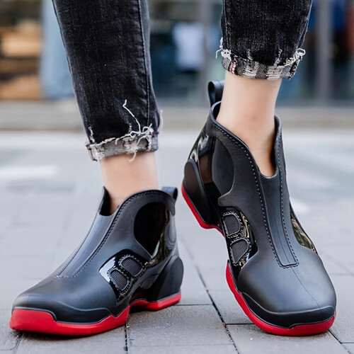 Mens Solid Waterproof Non slip Rain Boots 1