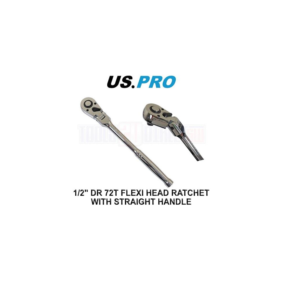 US PRO Tools 1/2" DR 72T Flexi Head Ratchet With Straight Handle 4231