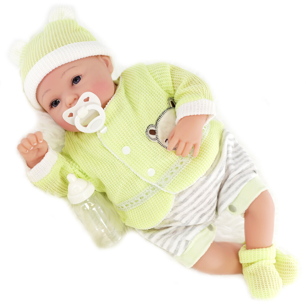 (Boy Doll) BiBi Doll 20" Reborn Baby Doll Soft Body Lifelike Vinyl Doll with Accessories