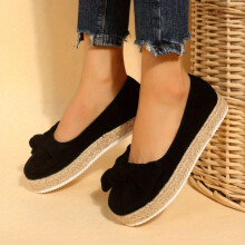 Womens Bowknot Espadrille Loafers Low Top Slip On Platform Shoes Casual Flat Walking Shoes