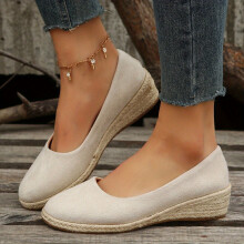 Womens Wedge Heeled Shoes Comfortable Closed Top Slip On Shoes Womens Espadrille Shoes