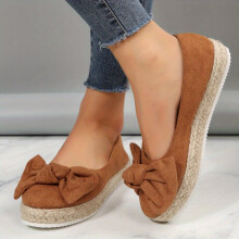 Womens Bowknot Shoes Slip On Low Round Toe Shallow Mouth Espadrilles Outdoor Shoes Daily Casual Shoes