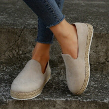 Womens Espadrille Flat Loafers Casual Round Toe Soft Sole Slip On Shoes Solid Low Top Flat Shoes