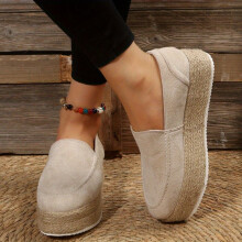 Womens Solid Platform Shoes Casual Slip On Espadrille Shoes Lightweight & Comfortable Shoes