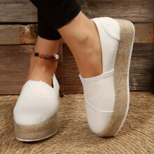 Womens Thick Bottom Espadrilles Loafers Solid Slip On Round Toe Low Flat Shoes Casual Outdoor Daily Shoes
