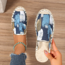 Womens Graffiti Print Flat Shoes Slip On Round Toe Non slip Soft Sole Espadrilles Slides Shoes Casual Outdoor Shoes