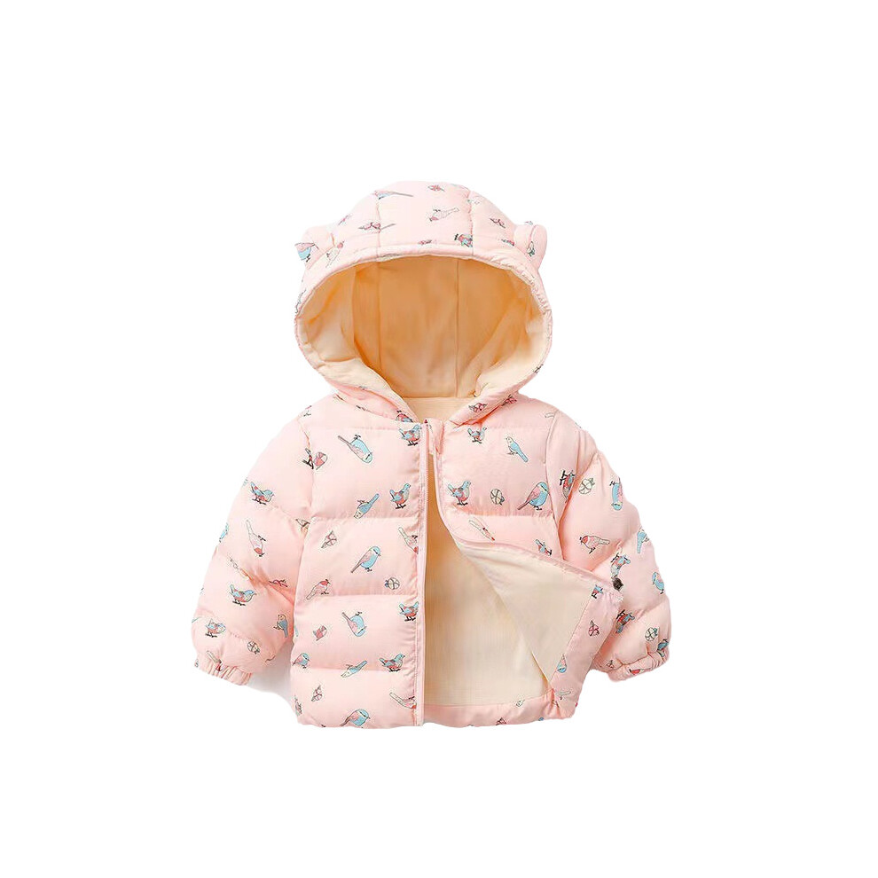 (Pink, 2-3 Years) Baby Boys girls Kids Winter Cotton Coat Hooded UK