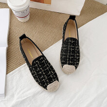 Womens Plaid Pattern Flat Shoes Casual Slip On Espadrille Shoes Lightweight & Comfortable Shoes