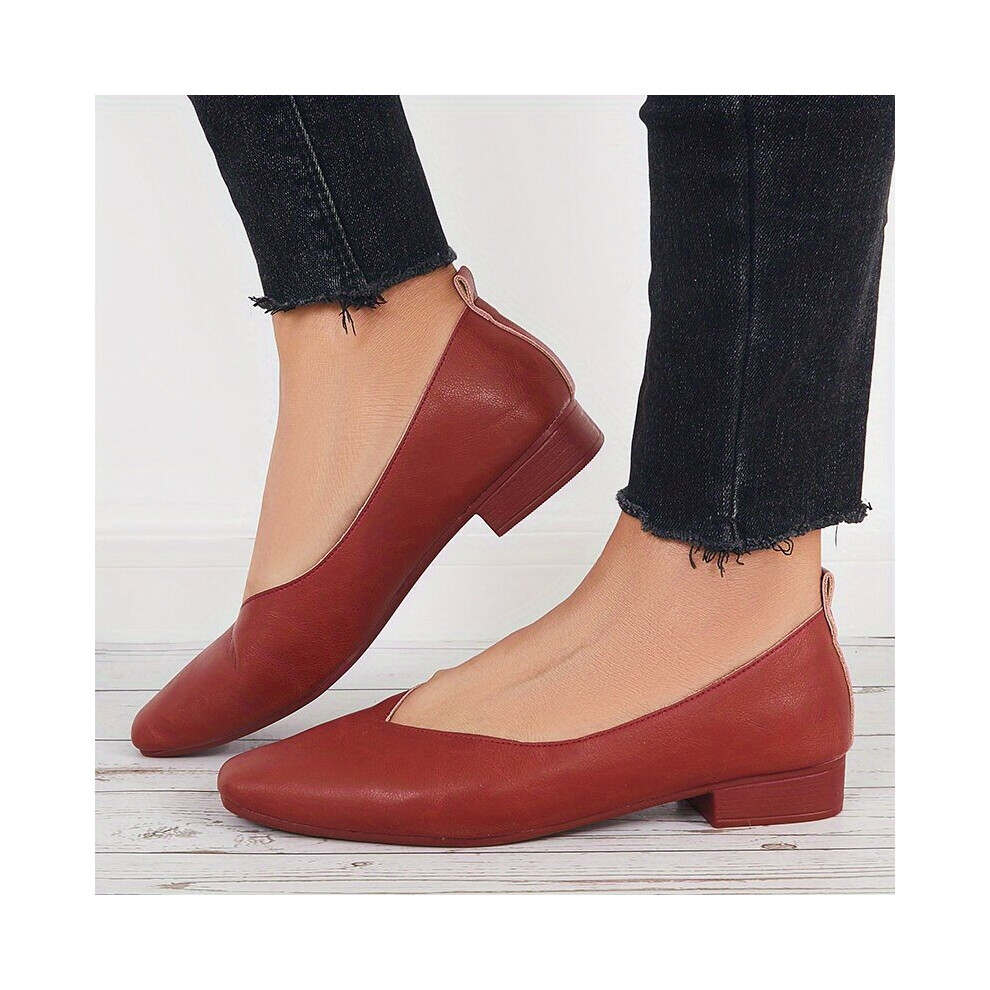 Womens Pointed Toe Ballet Flats Solid Slip On PU Leather Shoes Casual Daily Flat Shoes-image-OPC-PC8HDJF-NEW
