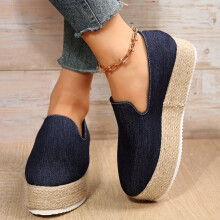 Womens Denim Platform Shoes Casual Slip On Espadrille Shoes Lightweight & Comfortable Shoes