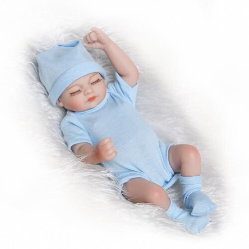10-Inch Lifelike Newborn Baby Girl Doll - Soft Vinyl Silicone, Handmade, Closed Eyes, Safe Non-Toxic, Outfits & Birth Certificate
