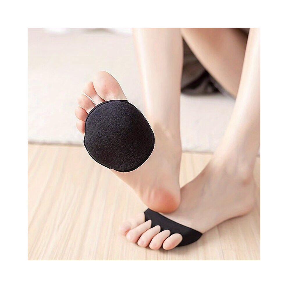 Black 1Pair Forefoot High Heels Insoles Thickened Non Slip Shock Absorbing Foot Pads Insoles Soft Thickened Anti Pain High Heel Insoles