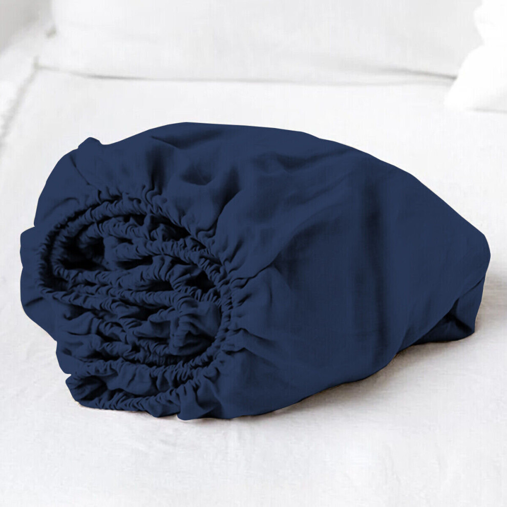 (Navy , Super King) Luxury Quilted Extra Deep Fitted Sheet Bed