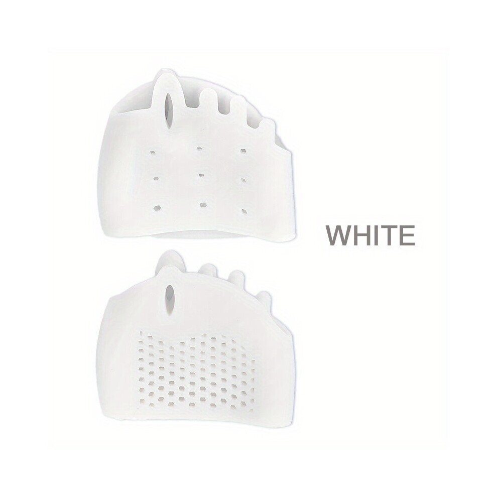 White 2Pc Silicone Forefoot Pad Massage Five Toes Forefoot Pad