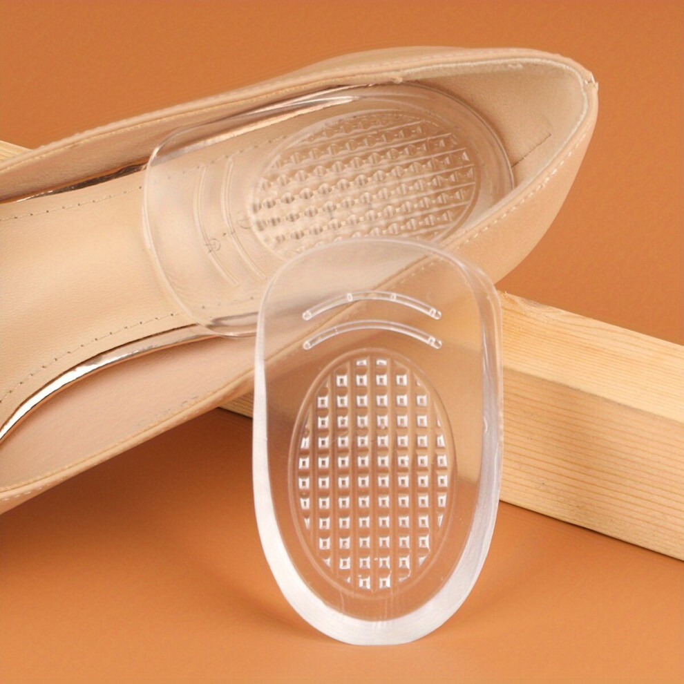 1pair Transparent Silicone Heel Pads With Self adhesive And Non Shifting Providing Soft Cushioning For The Heels