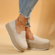 Womens Espadrille Platform Loafers Round Toe Heightening Slip On Shoes Casual Walking Shoes