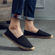 Solid Breathable Espadrille Flat Shoes Closed Toe Plaited Fiber Rubber Sole Canvas Shoes Womens Footwear