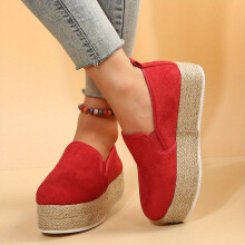Womens Espadrille Platform Loafers Casual Round Toe Soft Sole Slip On Shoes Comfy Low Top Walking Shoes